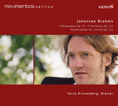 CD album cover 'Piano Works by Johannes Brahms' (GEN 88123) with Yorck Kronenberg