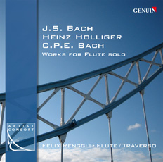 CD album cover 'Works for flute solo ' (GEN 88129) with Felix Renggli, Heinz Holliger