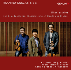 CD album cover 'Piano Trios' (GEN 12239) with Kit Armstrong, Andrej Bielow, Adrian Brendel