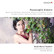 CD album cover 'Passacaglie d‘amore' (GEN 20722) with Heidi Maria Taubert, Instrumenta Musica, Ercole Nisini